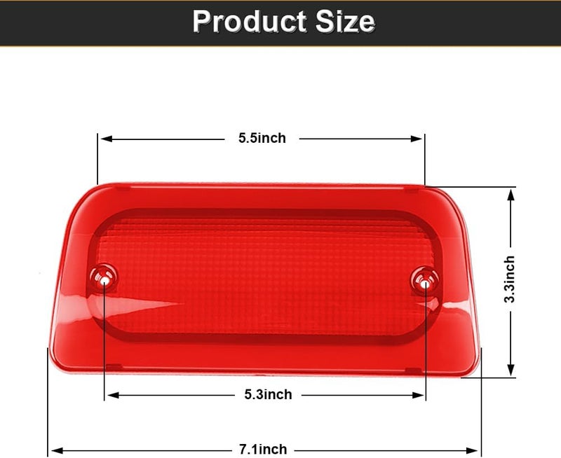 RAVSOFT 3rd Third Brake Light Lens Red Cover with Seal Gasket Regular Crew Cab Only Compatible with 1994-2004 Chevy S10 GMC Sonoma 1996-2000 Isuzu Hombre High Mount Stop Lamp Assembly - Image 5